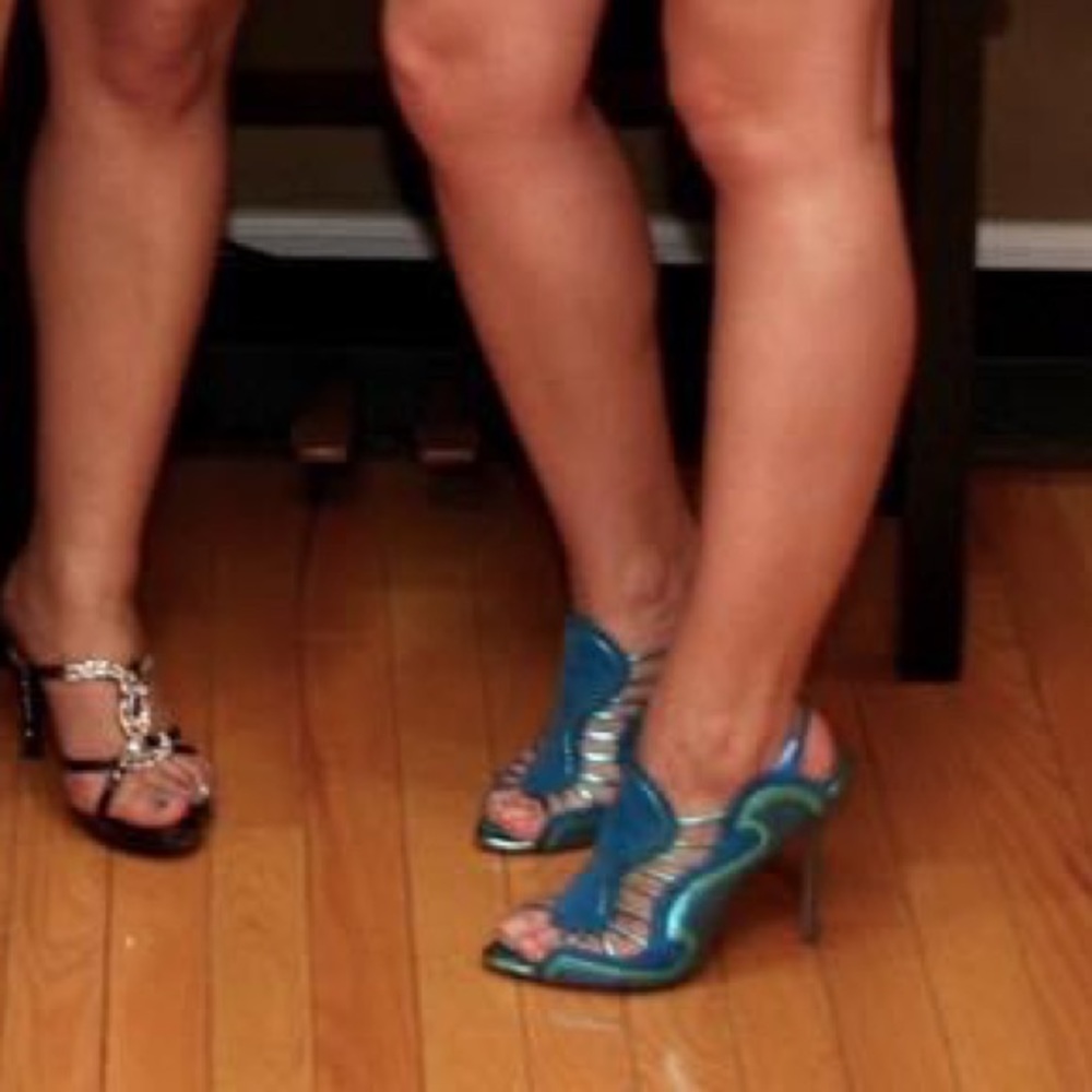 Nicholas Kirkwood Blue and Silver Strappy Heels